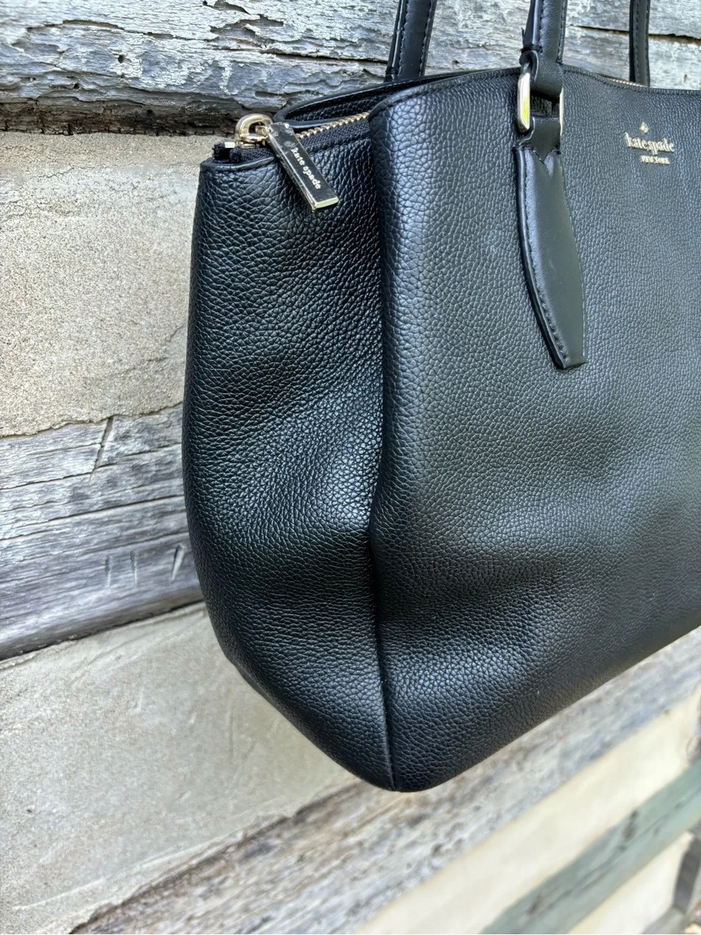 kate spade Soft Black Pebbled Leather Shoulder Tote